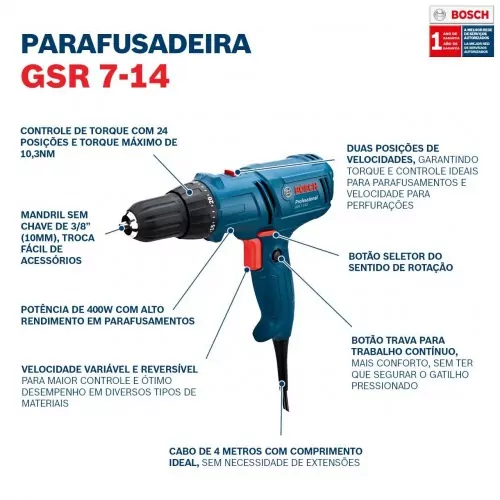 Furadeira Parafusadeira elétrica 3/8