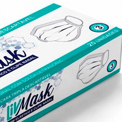 Kit 50 Máscaras descartáveis cirúrgica tripla camada Kit 50 Máscaras descartáveis cirúrgica tripla camada