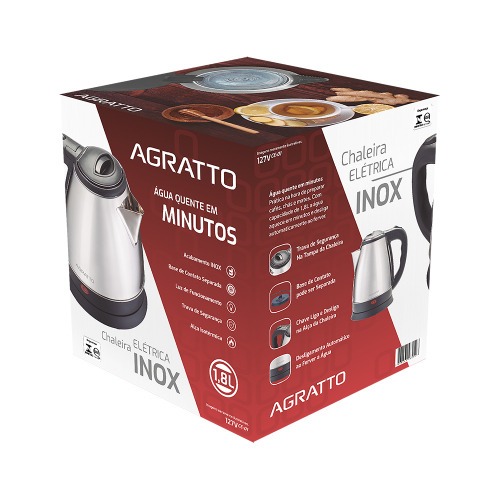 Chaleira elétrica inox 1,8L 1.500 watts - CE-02 220V Chaleira elétrica inox 1,8L 1.500 watts - CE-02 220V