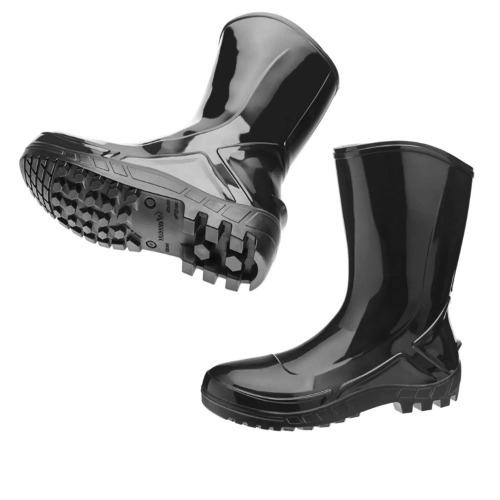 Bota de PVC preta cano mdio com forro - 110VFLEXF PR