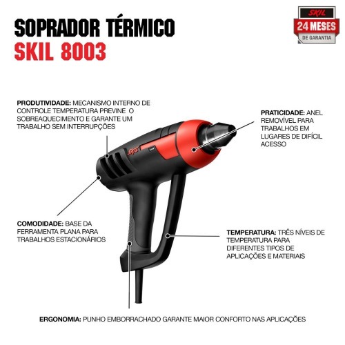 Soprador trmico 1200W 50 a 450C 3 estgios - 8003  110V