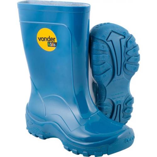 Bota infantil de PVC azul com forro   Bota infantil de PVC azul com forro
