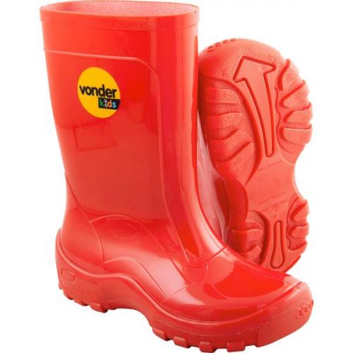 Bota infantil de PVC vermelha com forro   Bota infantil de PVC vermelha com forro