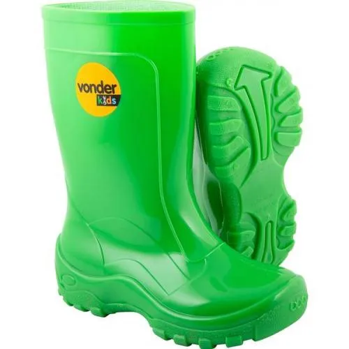 Bota infantil de PVC verde com forro    