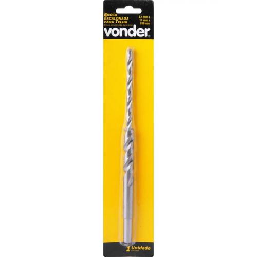Broca de ao rpido escalonada para telha de fibrocimento 6,4 mm x 11 mm x 209 mm  
