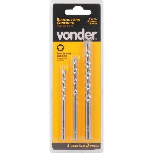 Jogo de brocas para concreto 5 a 8 mm com 3 peças   Jogo de brocas para concreto 5 a 8 mm com 3 peças