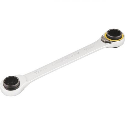 Chave estrela com catraca reversível 16 mm x 17 mm e 18 mm x 19 mm Chave estrela com catraca reversível 16 mm x 17 mm e 18 mm x 19 mm