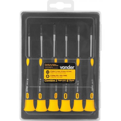 Jogo de chaves de fenda/phillips de precisão com 6 peças  Jogo de chaves de fenda/phillips de precisão com 6 peças
