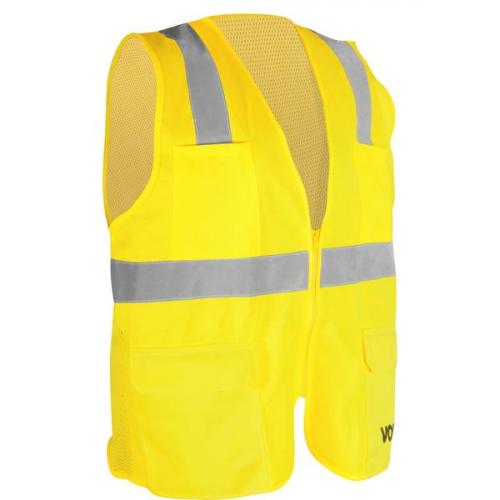 Colete refletivo tipo blus�o com bolso e ziper amarelo - CV 108