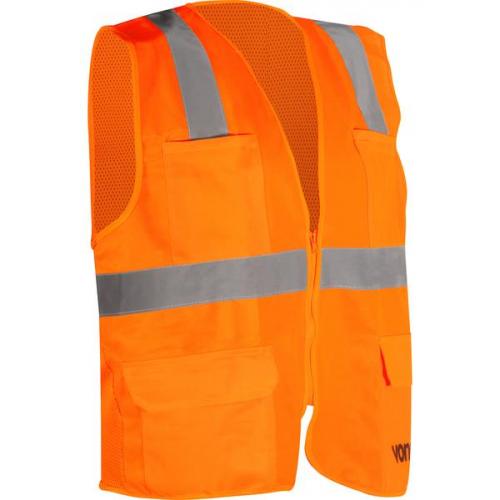 Colete refletivo tipo blus�o com bolso e ziper laranja - CV 109