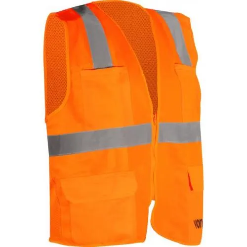Colete refletivo tipo blusão com bolso e ziper laranja - CV 109  