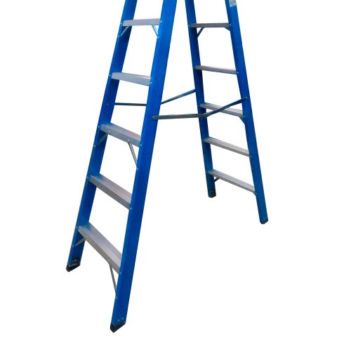 Escada de fibra de vidro 8 degraus 2,40 m modelo americano dupla - Premium