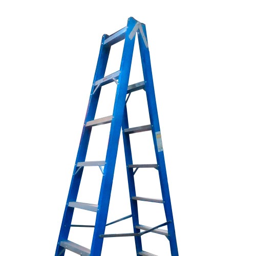 Escada de fibra de vidro 8 degraus 2,40 m modelo americano dupla - Premium