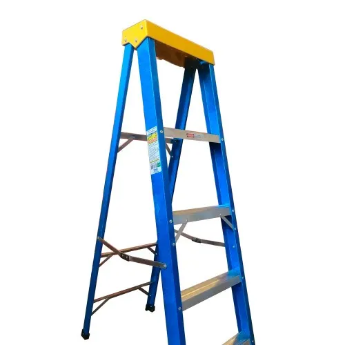 Escada tesoura simples em fibra de vidro 4 degraus + patamar 1,50 m- Premium
