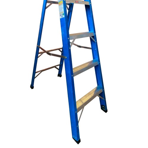 Escada tesoura simples em fibra de vidro 4 degraus + patamar 1,50 m- Premium