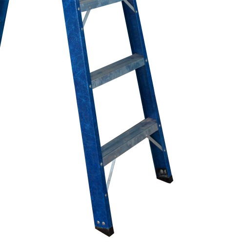 Escada tesoura simples em fibra de vidro 6 degraus + patamar 2,10 m- Premium