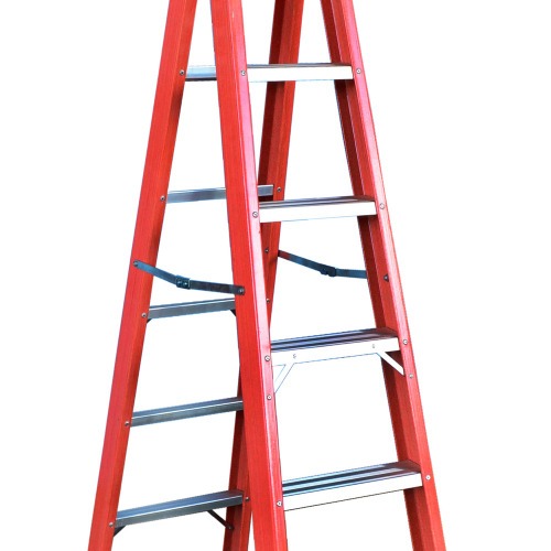 Escada tesoura dupla em fibra de vidro 6 degraus 1,80 m - Profissional