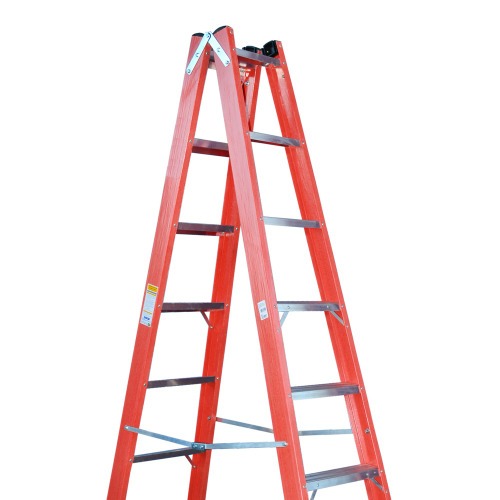 Escada tesoura dupla em fibra de vidro 8 degraus 2,40 m - Profissional