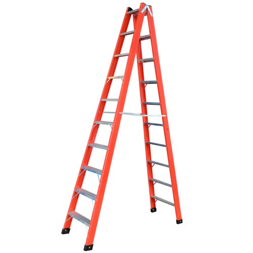 Escada tesoura dupla em fibra de vidro 10 degraus 3,0 m - Profissional