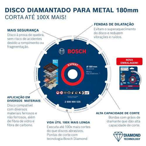 Disco diamantado segmentado 180 mm para metal - X-LOCK Disco diamantado segmentado 180 mm para metal - X-LOCK