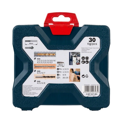 Jogo de brocas e bits 30 peças com maleta - X-Line Jogo de brocas e bits 30 peças com maleta - X-Line