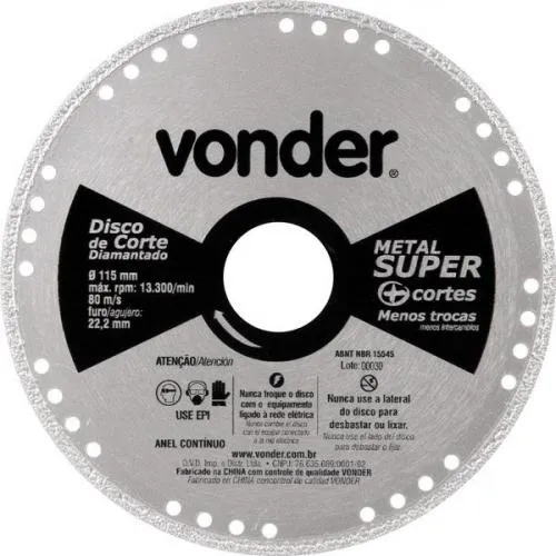 Disco diamantado liso 115 mm para metal