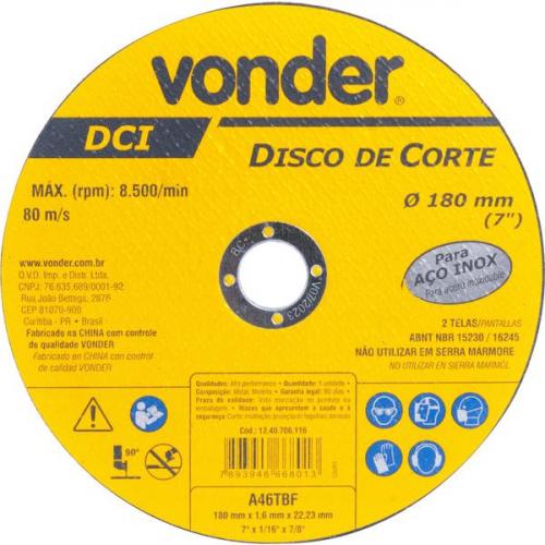 Disco de corte 180 x 1,6 x 22,23 mm DCI INOX 