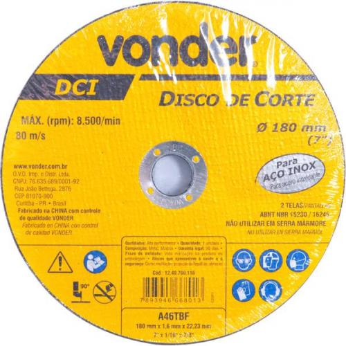 Disco de corte 180 x 1,6 x 22,23 mm DCI INOX 