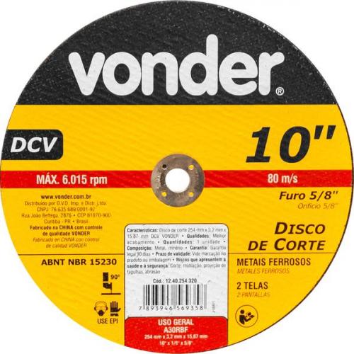 Disco de corte 254 x 3,2 x 15,87 mm  DCV 
