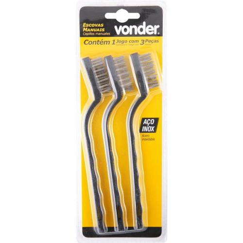 Jogo de escovas manuais em a�o inox com 3 pe�as