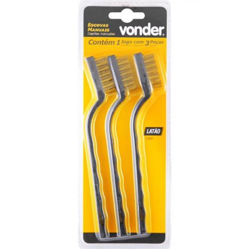 Jogo de escovas manuais em latão com 3 peças Jogo de escovas manuais em latão com 3 peças