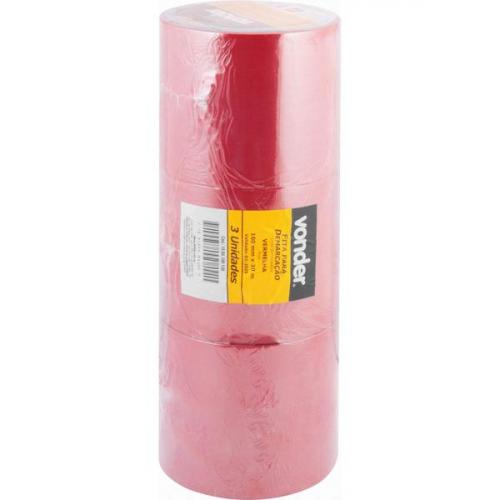 Fita adesiva para demarca��o 100 mm x 30 m vermelha