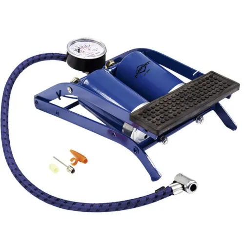 Bomba de ar com tanque duplo e pedal para encher pneus