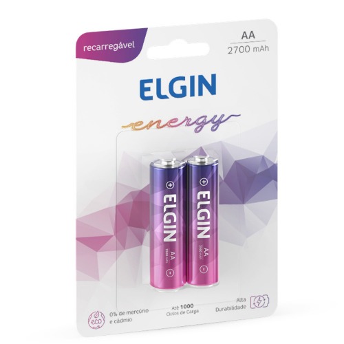 Pilha recarregável AA 2.700 mAh com 2 unidades Pilha recarregável AA 2.700 mAh com 2 unidades