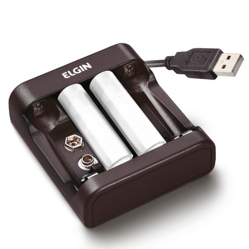 Carregador para pilhas AA/AAA e bateria 9V com cabo USB -SCUSB