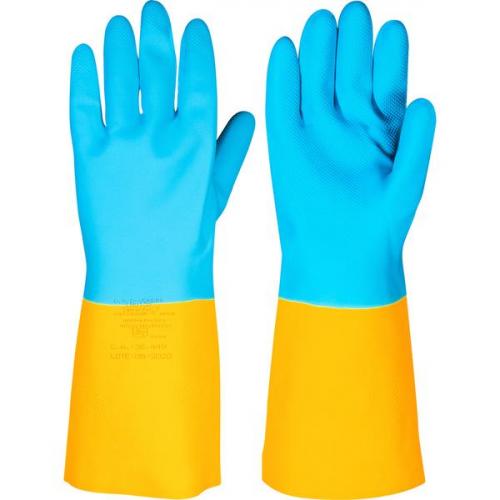 Luva de ltex/neoprene pequena amarela e azul LNV 100  