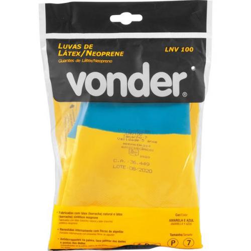 Luva de ltex/neoprene pequena amarela e azul LNV 100  