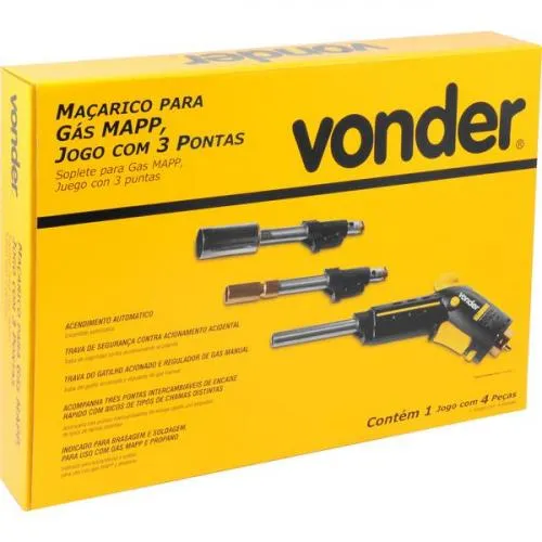 Maçarico para gás MAPP jogo com 3 pontas