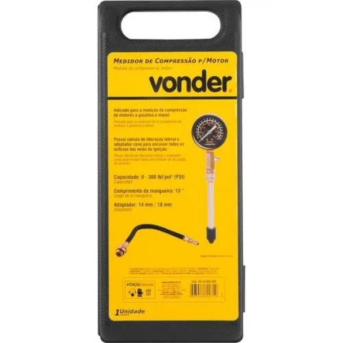 Medidor de compressão para motor 0 - 300 PSI  