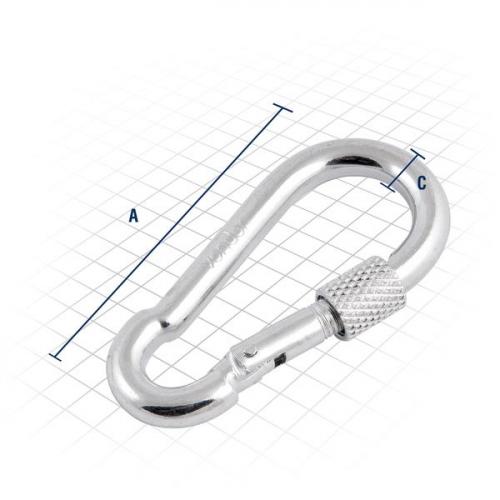 Mosquetão com trava roscada 6 mm x 60 mm    Mosquetão com trava roscada 6 mm x 60 mm