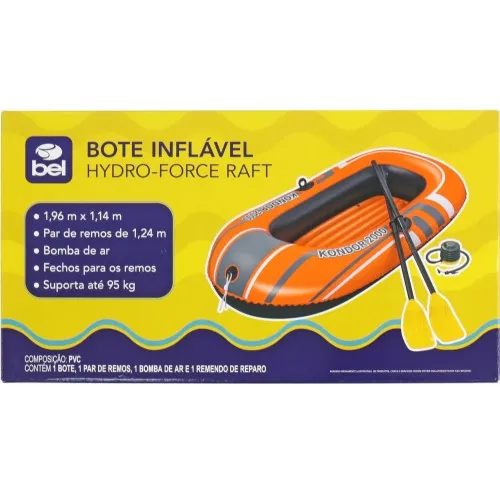Bote inflável com 2 remos e bomba de ar - Hydro-force Raft 