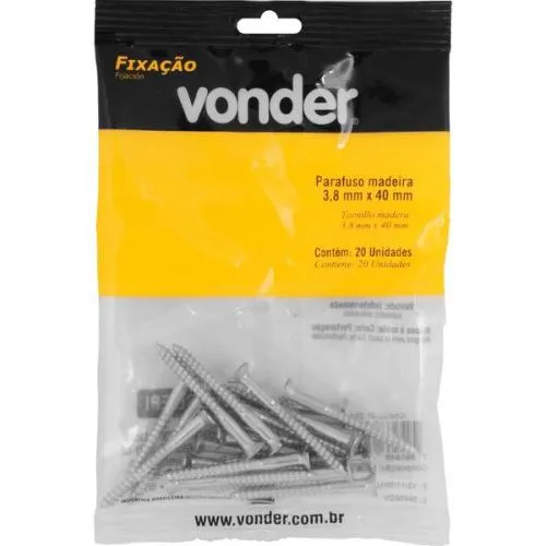 Parafuso madeira 3,8 mm x 40 mm com 20 peças
