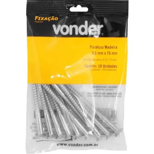 Parafuso madeira 5,5 mm x 75 mm com 10 peças