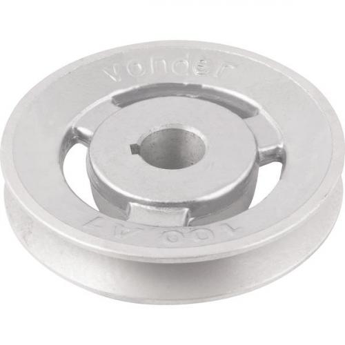 Polia de alumínio 1 canal perfil A 100 mm com furo de 3/4 Polia de alumínio 1 canal perfil A 100 mm com furo de 3/4