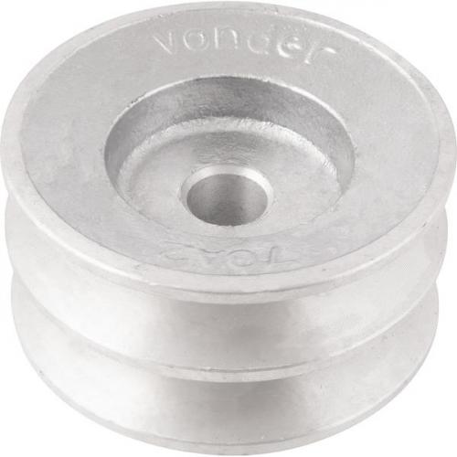 Polia de alumnio 2 canais perfil A70 mm com furo de 1/2