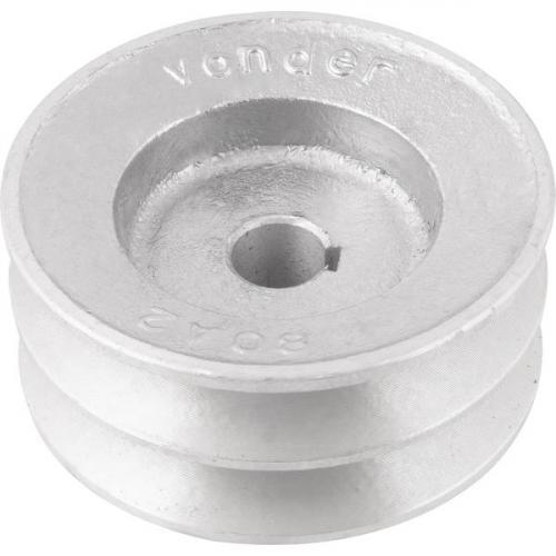 Polia de alumínio 2 canais perfil A 80 mm com furo de 14 mm - 6677114080 Polia de alumínio 2 canais perfil A 80 mm com furo de 14 mm - 6677114080