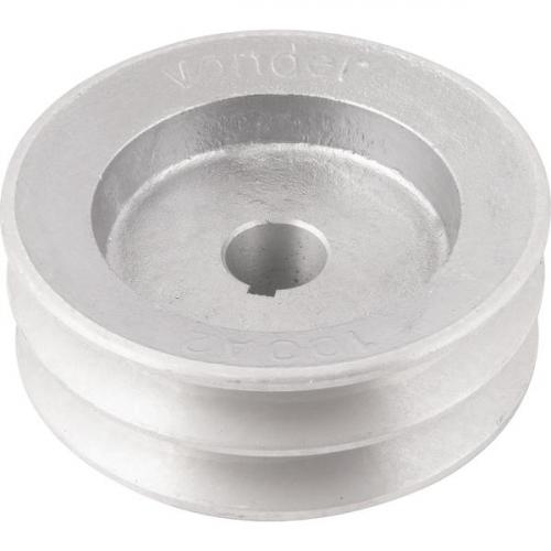 Polia de alumínio 2 canais perfil A 100 mm com furo de 19 mm Polia de alumínio 2 canais perfil A 100 mm com furo de 19 mm