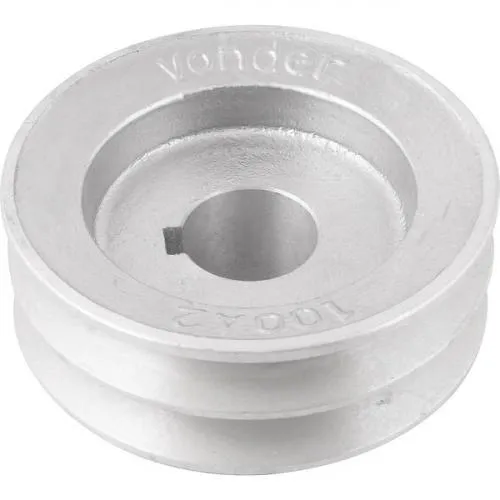 Polia de alumínio 2 canais perfil A 100 mm com furo de 28 mm  