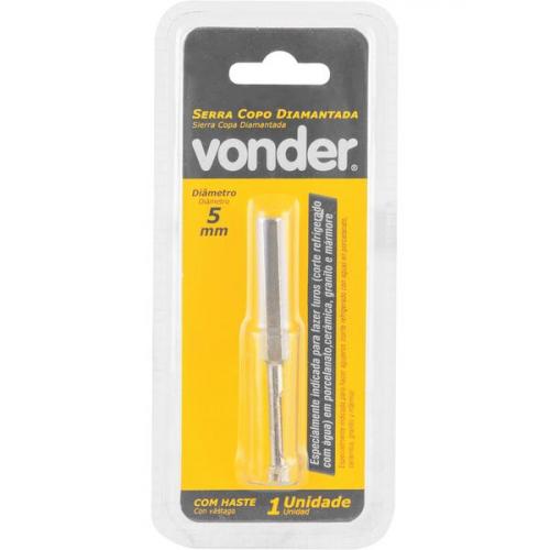Serra copo diamantada 5 mm refrigerada com haste de 6,3 mm - 36.17.000.005