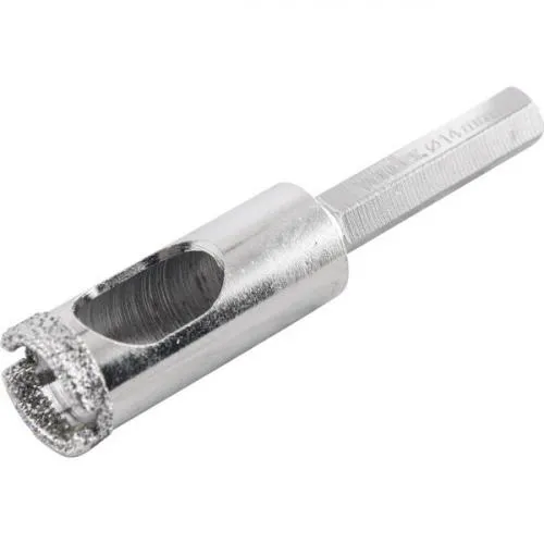 Serra copo diamantada 14 mm refrigerada com haste de 6,3 mm 